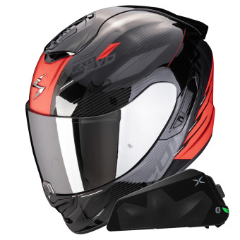 Integrale Scorpion Exo 1400 Evo II Air Luma Black Red + Kit bluetooth Exo-Com Link-1C