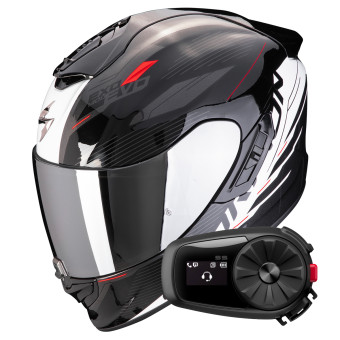 Pack Casco + Kit Bluetooth : Scorpion ADF 9000 Air Trail Black Red + Kit  Bluetooth 5S Solo