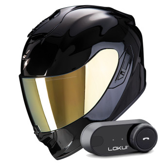 Integrale Scorpion Exo 1400 Evo II Air Solid Black + Kit Bluetooth Lokui K30