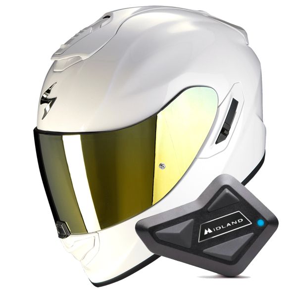 Integrale Scorpion Exo 1400 Evo II Air Solid Pearl White + Kit Bluetooth BT Mini
