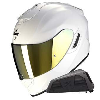 Integrale Scorpion Exo 1400 Evo II Air Solid Pearl White + Kit bluetooth Exo-Com Link-1
