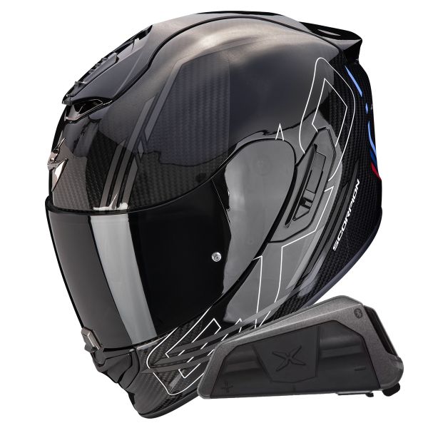 Integrale Scorpion Exo 1400 Evo II Carbon Air Reika Silver + Kit bluetooth Exo-Com Link-1