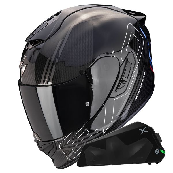 Integrale Scorpion Exo 1400 Evo II Carbon Air Reika Silver + Kit bluetooth Exo-Com Link-1C