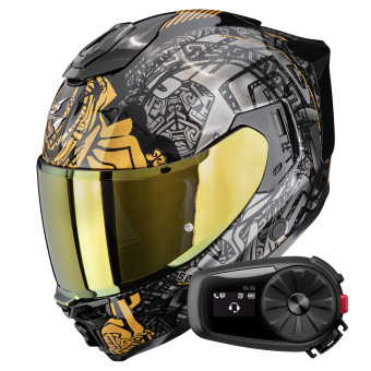 Casque Integrale Scorpion Exo 1500 Air Apus Black Grey Gold + Kit Bluetooth 5S Solo Casque Integrale Scorpion Exo 1500 Air Apus Black Grey Gold + Kit Bluetooth 5S Solo