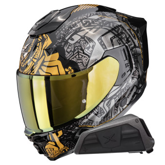 Casque Integrale Scorpion Exo 1500 Air Apus Black Grey Gold + Kit bluetooth Exo-Com Link-1 Casque Integrale Scorpion Exo 1500 Air Apus Black Grey Gold + Kit bluetooth Exo-Com Link-1