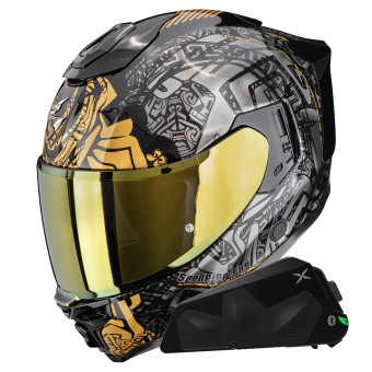 Casque Integrale Scorpion Exo 1500 Air Apus Black Grey Gold + Kit bluetooth Exo-Com Link-1C Casque Integrale Scorpion Exo 1500 Air Apus Black Grey Gold + Kit bluetooth Exo-Com Link-1C