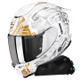 Casque Integrale Scorpion Exo 1500 Air Apus Pearl White Grey Gold + Kit bluetooth Exo-Com Link-1C