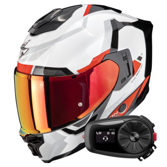 Integrale Scorpion Exo 1500 Air Arena White Red + Kit Bluetooth 5S Solo