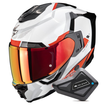 Integrale Scorpion Exo 1500 Air Arena White Red + Kit Bluetooth BT Mini