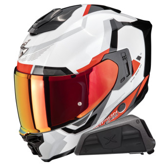 Integrale Scorpion Exo 1500 Air Arena White Red + Kit bluetooth Exo-Com Link-1