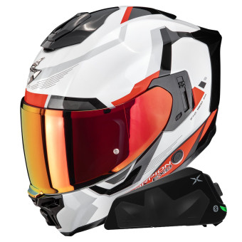 Integrale Scorpion Exo 1500 Air Arena White Red + Kit bluetooth Exo-Com Link-1C