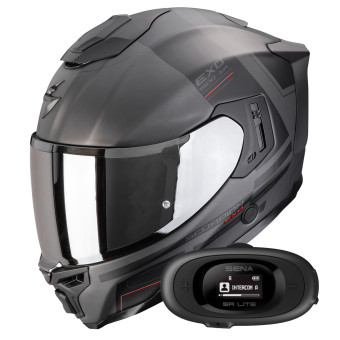 Integrale Scorpion Exo 1500 Air Dual Matt Silver Black Red + Kit bluetooth 5R Lite Solo