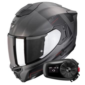 Integrale Scorpion Exo 1500 Air Dual Matt Silver Black Red + Kit Bluetooth 5S Solo