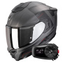 Casque Integrale Scorpion Exo 1500 Air Dual Matt Silver Black Red + Kit Bluetooth 5S Solo