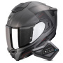 Casque Integrale Scorpion Exo 1500 Air Dual Matt Silver Black Red + Kit Bluetooth BT Mini
