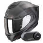 Casque Integrale Scorpion Exo 1500 Air Dual Matt Silver Black Red + Kit Bluetooth Lokui K30