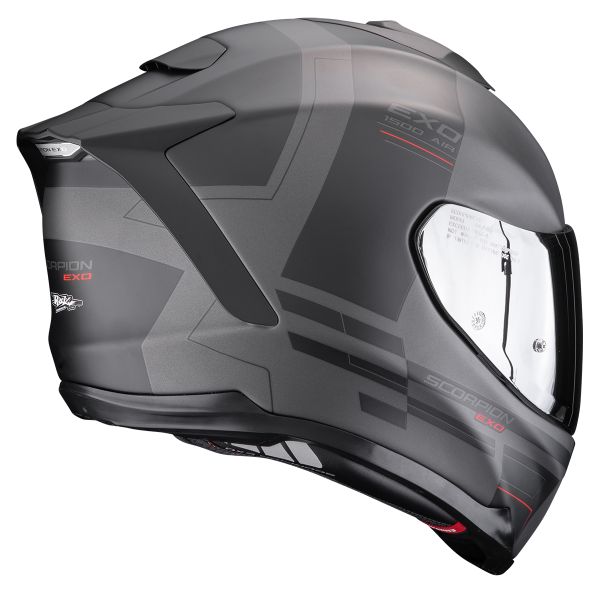 Scorpion Exo 1500 Air Dual Matt Silver Black Red + Kit bluetooth Exo-Com Link-1