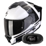 Casque Integrale Scorpion Exo 1500 Air Dual White Black Blue + Kit bluetooth 5R Lite Solo