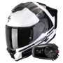 Casque Integrale Scorpion Exo 1500 Air Dual White Black Blue + Kit Bluetooth 5S Solo