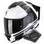 Casque Integrale Scorpion Exo 1500 Air Dual White Black Blue + Kit Bluetooth BT Mini