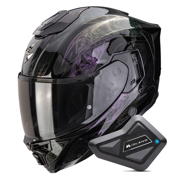 Integrale Scorpion Exo 1500 Air Fantasy Black Chameleon + Kit Bluetooth BT Mini