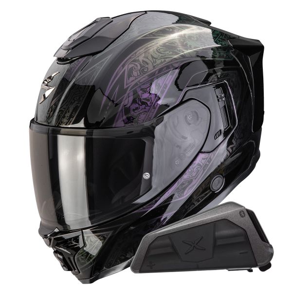 Integrale Scorpion Exo 1500 Air Fantasy Black Chameleon + Kit bluetooth Exo-Com Link-1