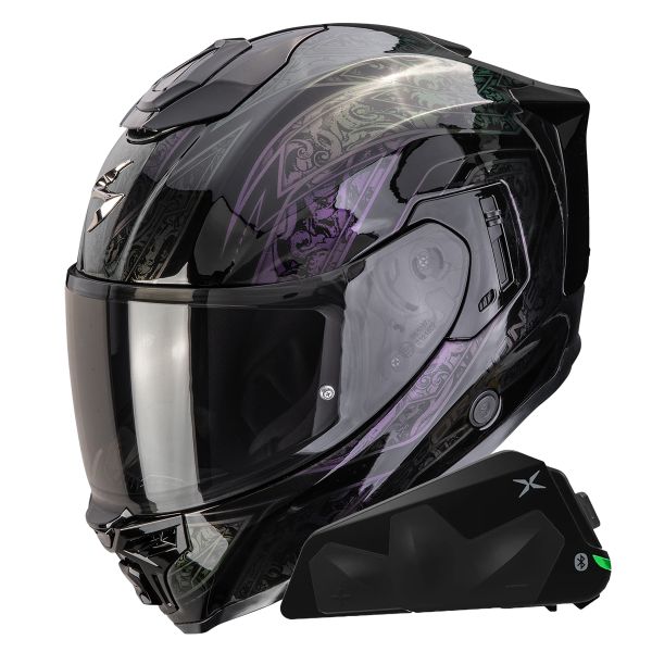 Integrale Scorpion Exo 1500 Air Fantasy Black Chameleon + Kit bluetooth Exo-Com Link-1C