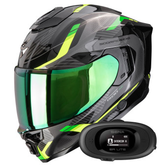 Integrale Scorpion Exo 1500 Air Sleek Black Green + Kit bluetooth 5R Lite Solo
