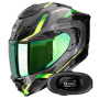 Casque Integrale Scorpion Exo 1500 Air Sleek Black Green + Kit bluetooth 5R Lite Solo