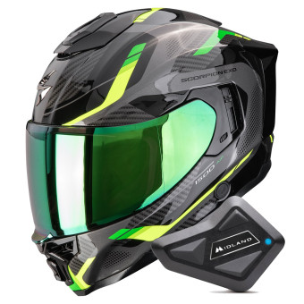 Integrale Scorpion Exo 1500 Air Sleek Black Green + Kit Bluetooth BT Mini