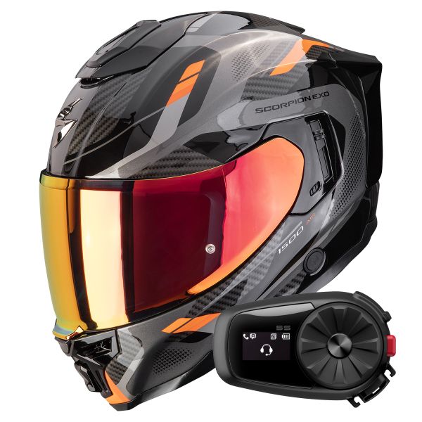 Integrale Scorpion Exo 1500 Air Sleek Black Orange + Kit Bluetooth 5S Solo