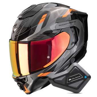 Integrale Scorpion Exo 1500 Air Sleek Black Orange + Kit Bluetooth BT Mini