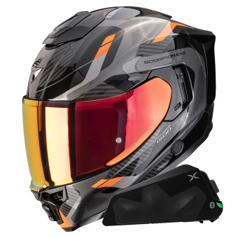 Integrale Scorpion Exo 1500 Air Sleek Black Orange + Kit bluetooth Exo-Com Link-1C
