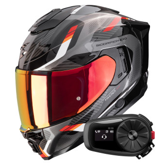 Integrale Scorpion Exo 1500 Air Sleek Black Red + Kit Bluetooth 5S Solo