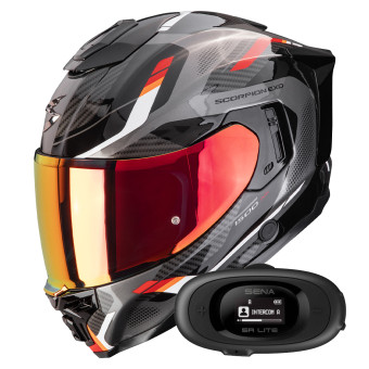 Integrale Scorpion Exo 1500 Air Sleek Black Red + Kit bluetooth 5R Lite Solo