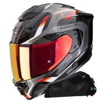 Integrale Scorpion Exo 1500 Air Sleek Black Red + Kit bluetooth Exo-Com Link-1C