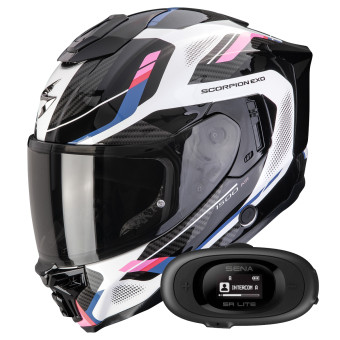 Integrale Scorpion Exo 1500 Air Sleek White Black Pink + Kit bluetooth 5R Lite Solo