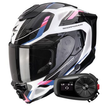 Integrale Scorpion Exo 1500 Air Sleek White Black Pink + Kit Bluetooth 5S Solo