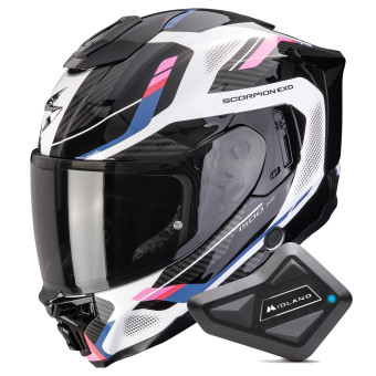 Integrale Scorpion Exo 1500 Air Sleek White Black Pink + Kit Bluetooth BT Mini
