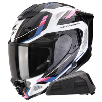 Integrale Scorpion Exo 1500 Air Sleek White Black Pink + Kit bluetooth Exo-Com Link-1