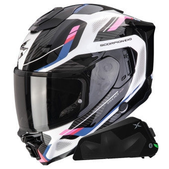 Integrale Scorpion Exo 1500 Air Sleek White Black Pink + Kit bluetooth Exo-Com Link-1C