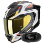 Casque Integrale Scorpion Exo 1500 Air Sleek White Blue Yellow + Kit bluetooth 5R Lite Solo