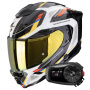 Casque Integrale Scorpion Exo 1500 Air Sleek White Blue Yellow + Kit Bluetooth 5S Solo