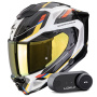 Casque Integrale Scorpion Exo 1500 Air Sleek White Blue Yellow + Kit Bluetooth Lokui K30