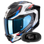 Casque Integrale Scorpion Exo 1500 Air Sleek White Red Blue + Kit bluetooth 5R Lite Solo