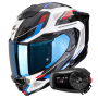 Casque Integrale Scorpion Exo 1500 Air Sleek White Red Blue + Kit Bluetooth 5S Solo