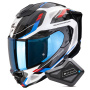 Casque Integrale Scorpion Exo 1500 Air Sleek White Red Blue + Kit Bluetooth BT Mini