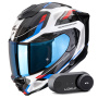 Casque Integrale Scorpion Exo 1500 Air Sleek White Red Blue + Kit Bluetooth Lokui K30