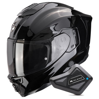 Integrale Scorpion Exo 1500 Air Solid Black + Kit Bluetooth BT Mini