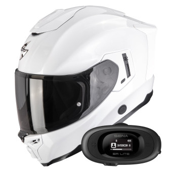 Integrale Scorpion Exo 1500 Air Solid Pearl White + Kit bluetooth 5R Lite Solo